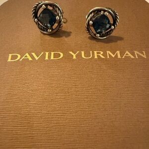 David Yurman Blue Topaz and Sterling Silver Infinity Earrings